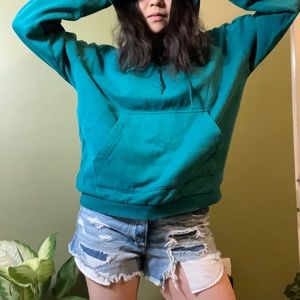 Teal color oversized hoodie